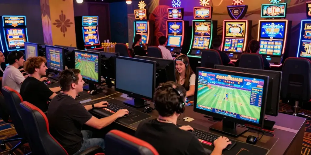 Players enjoying diverse games at https://choinohu.vip/ in a vibrant gaming environment, immersed in excitement.