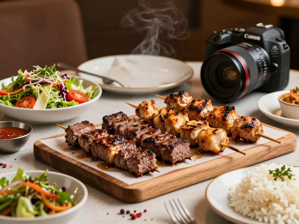 ROKOK88 delicious grilled meats beautifully presented with sides.