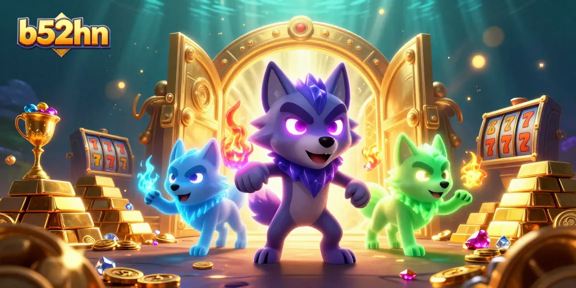 Engage in thrilling adventures with b52hn in this captivating casino scene featuring ghostly wolves and riches.
