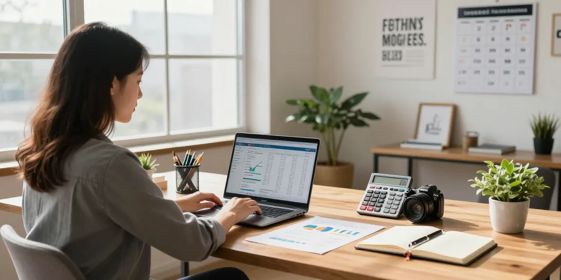 Calculating simular hipoteca in a modern home office setup with financial tools.