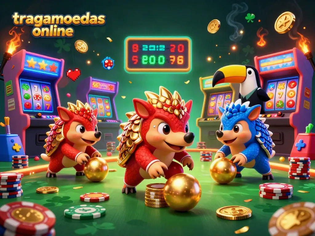 Disfruta de las tragamonedas online con pangolines rivales en un entorno de casino animado.