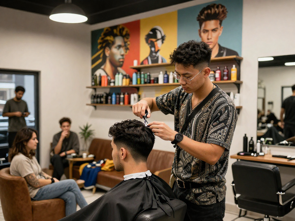 Stylish barber cutting hair at ROKOK88 Salon, enhancing confidence and modern grooming experiences at https://www.shaverinfoformen.com.