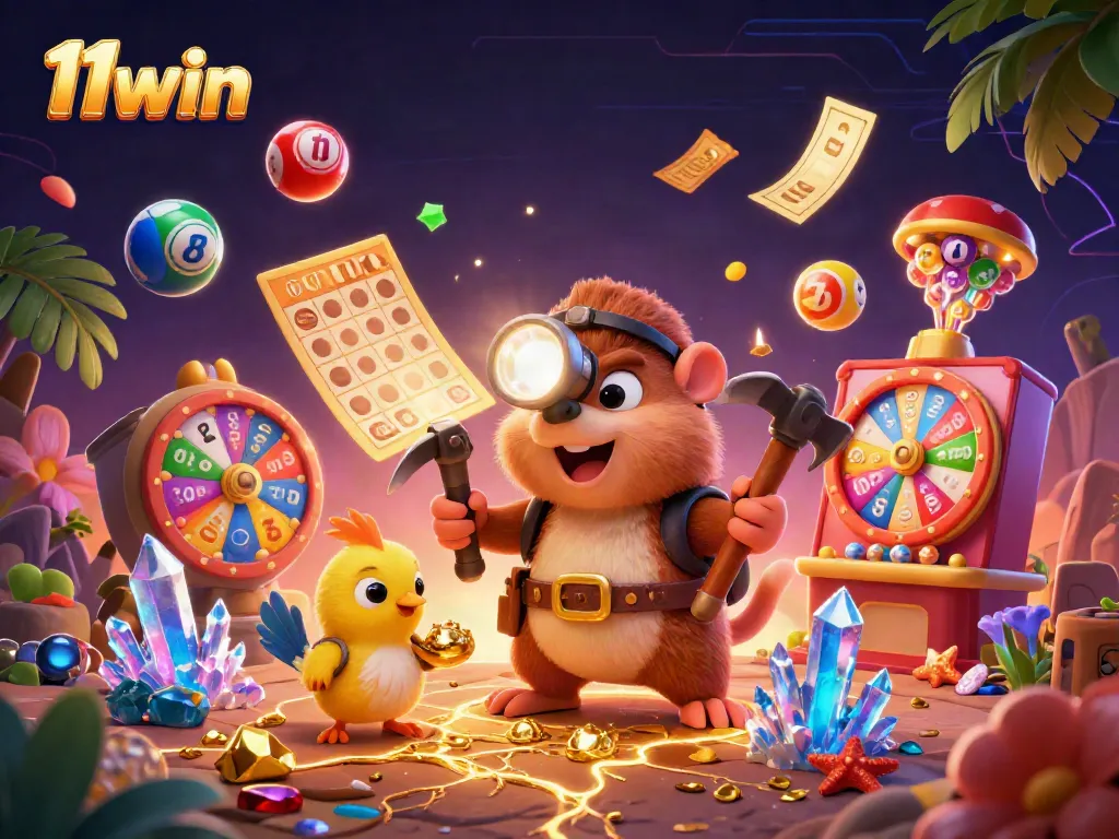 Experience thrilling wins at 11win as the treasure hunter and canary unlock hidden gems in a vibrant casino scene.