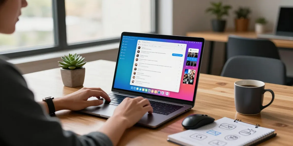 Seamless integration of the Telegram Web Version in a modern workspace, highlighting user engagement with technology.