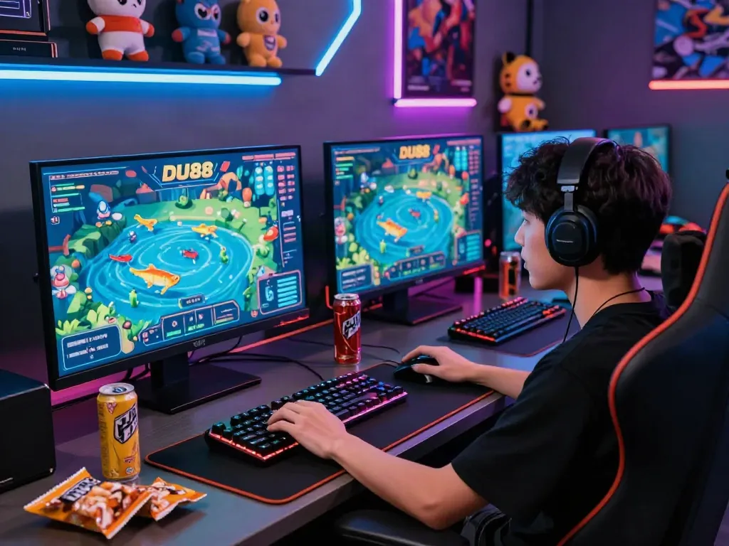 Exciting gaming setup featuring DU88's interactive fish shooting game environment