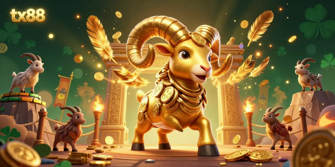 Challenge your luck with tx88's vibrant casino scene, showcasing golden ram and dynamic betting elements.
