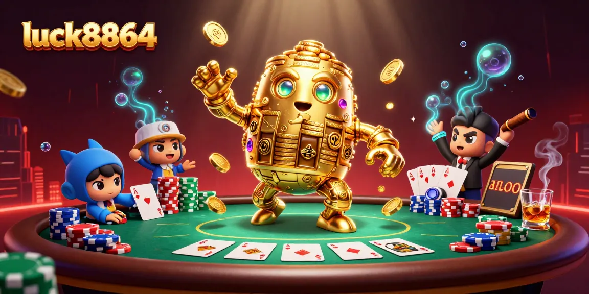 Experience thrilling games at luck8864 with golden golem, poker, and vibrant casino elements!
